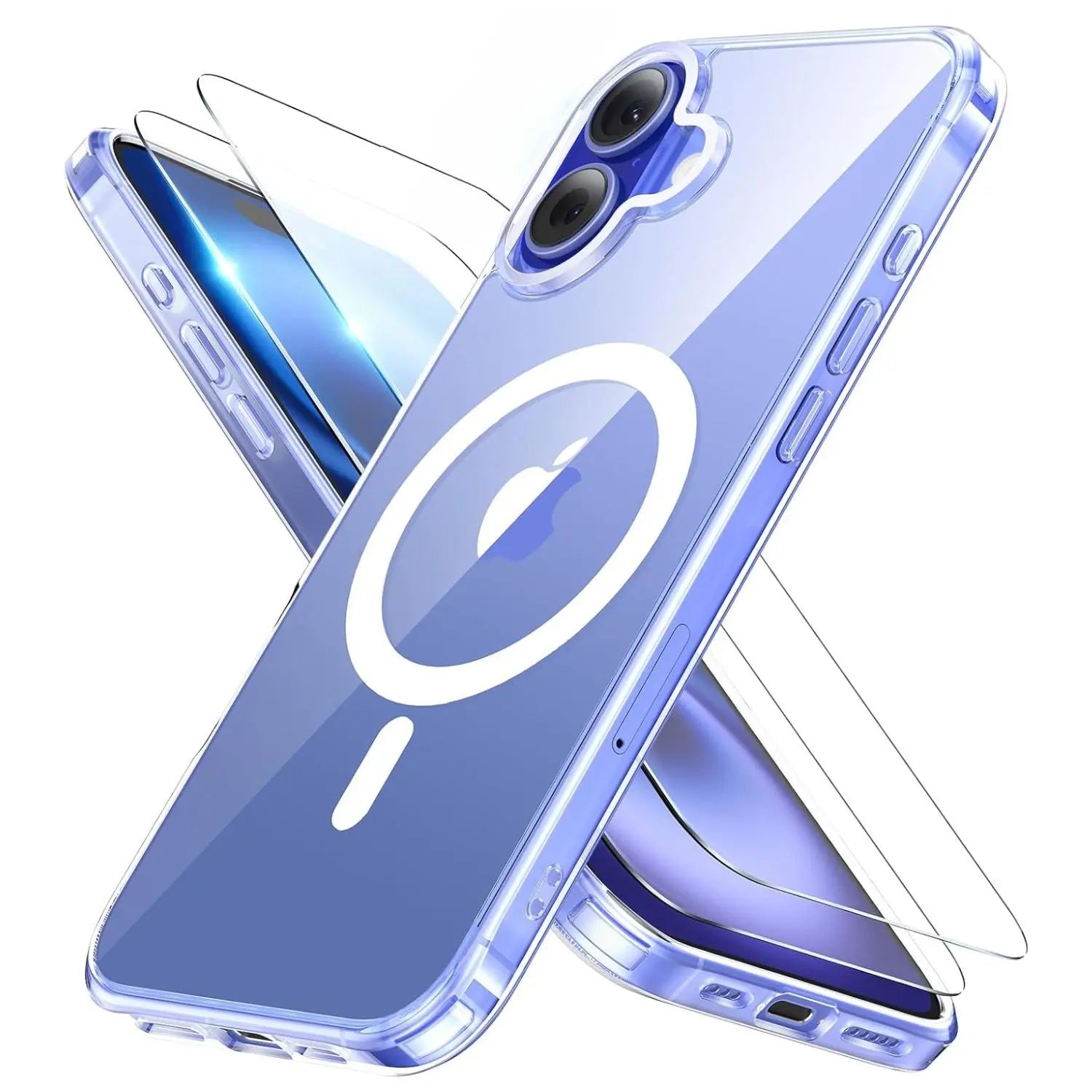 Entronix 3-in-1 Bundle for Apple iPhone 16 Plus, Magnetic Clear Case & 2 Clear Tempered Glass Screen Protectors - Entro Retail