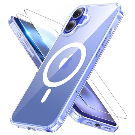 Entronix 3-in-1 Bundle for Apple iPhone 16 Plus, Magnetic Clear Case & 2 Clear Tempered Glass Screen Protectors - Entro Retail