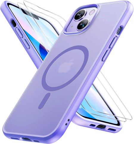 Entronix Apple iPhone 14 Plus [Magnetic-Compatible] Clear Case & 2 Tempered Glass Screen Protectors - Entronix