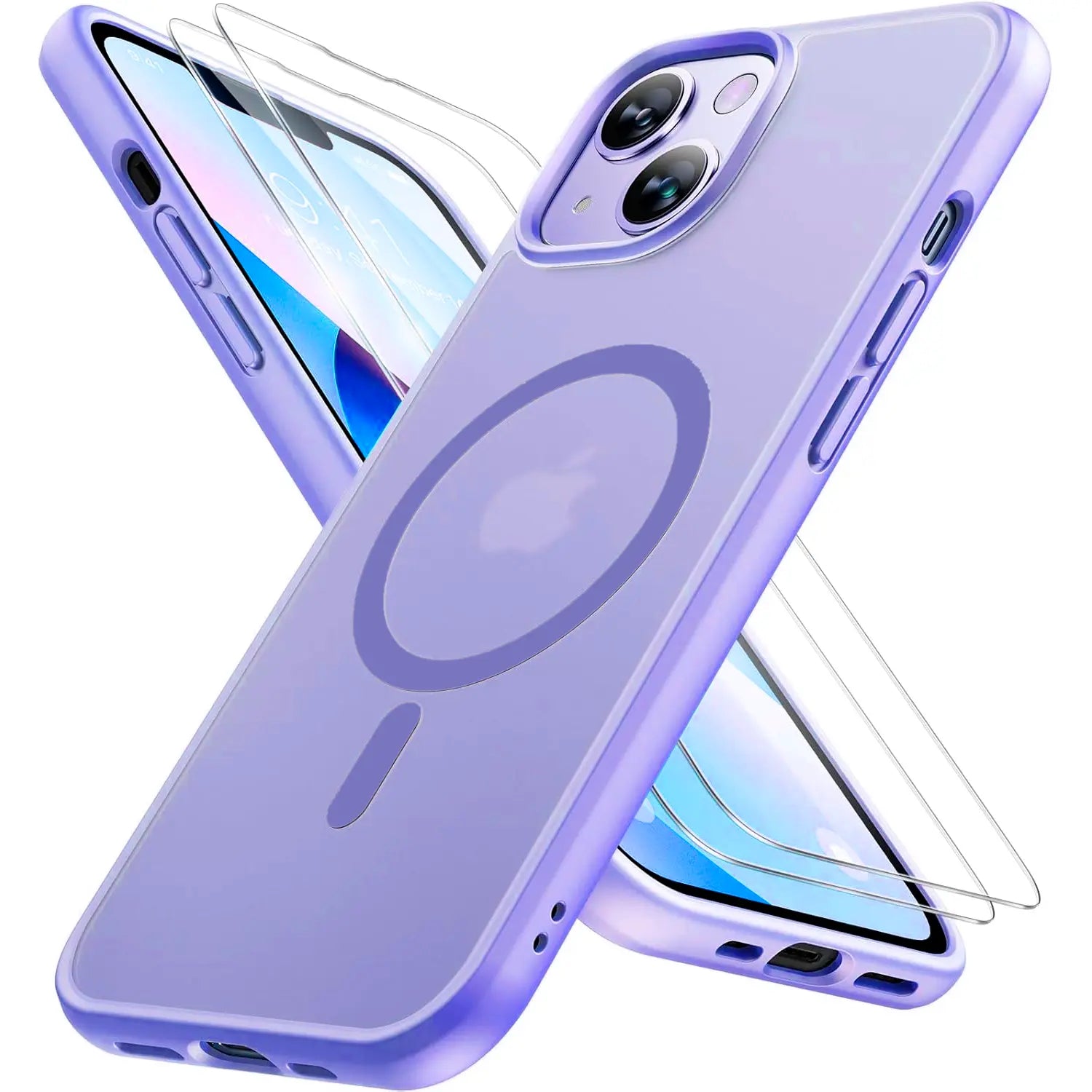 Entronix Apple iPhone 15 [Magnetic-Compatible] Clear Case & 2 Tempered Glass Screen Protectors - Entronix