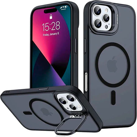Entronix Heavy Duty Slim Phone Case with Camera Kickstand Compatible with Magsafe for Apple iPhone 16 Pro Max Magnetic Case, Matte Case - Entro Retail