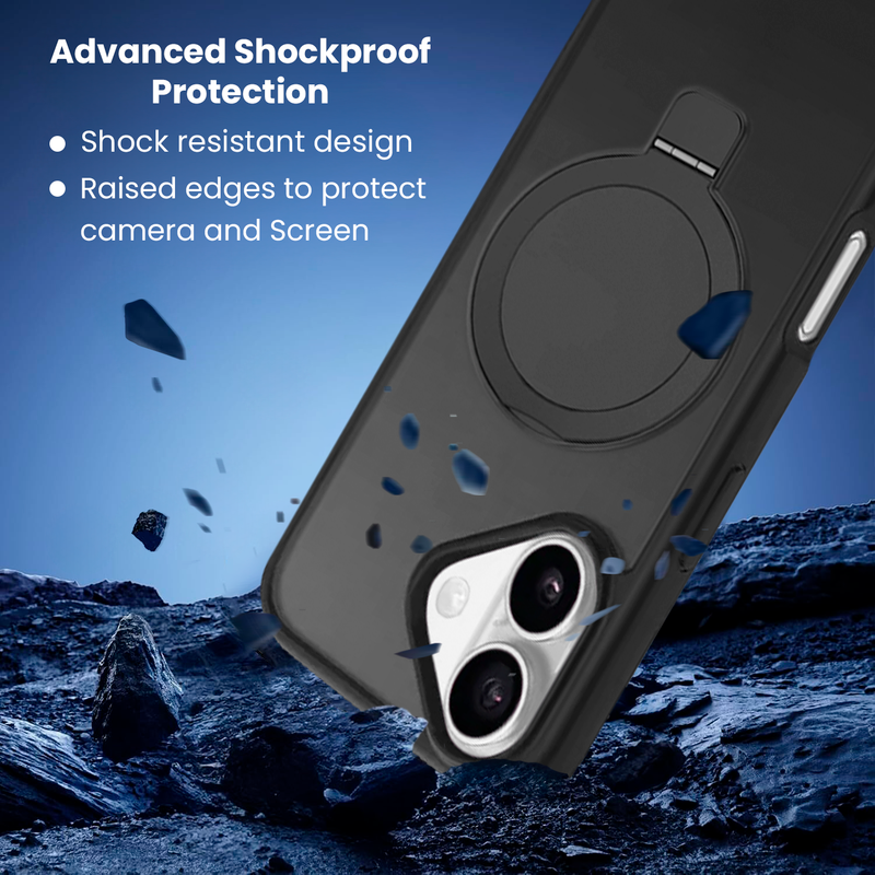 Entronix Bundle Compatible with iPhone 17 - [Magnetic] Translucent Matte Gripstand Case, 1 Clear Screen Protector & 1 Camera Lens Protector - Entronix