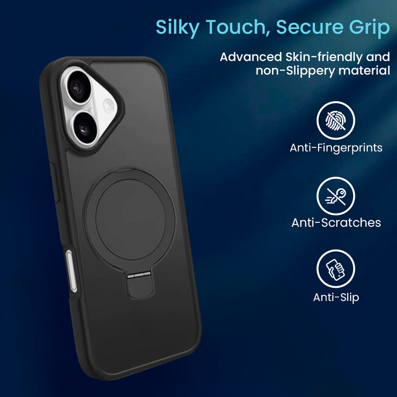 Entronix Bundle Compatible with iPhone 17 - [Mangetic] Translucent Matte Gripstand Case & 2 Clear Screen Protectors