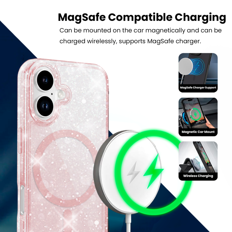 Entronix [Magnetic] Case Compatible with iPhone 17 - [Hard Back] Glitter Color