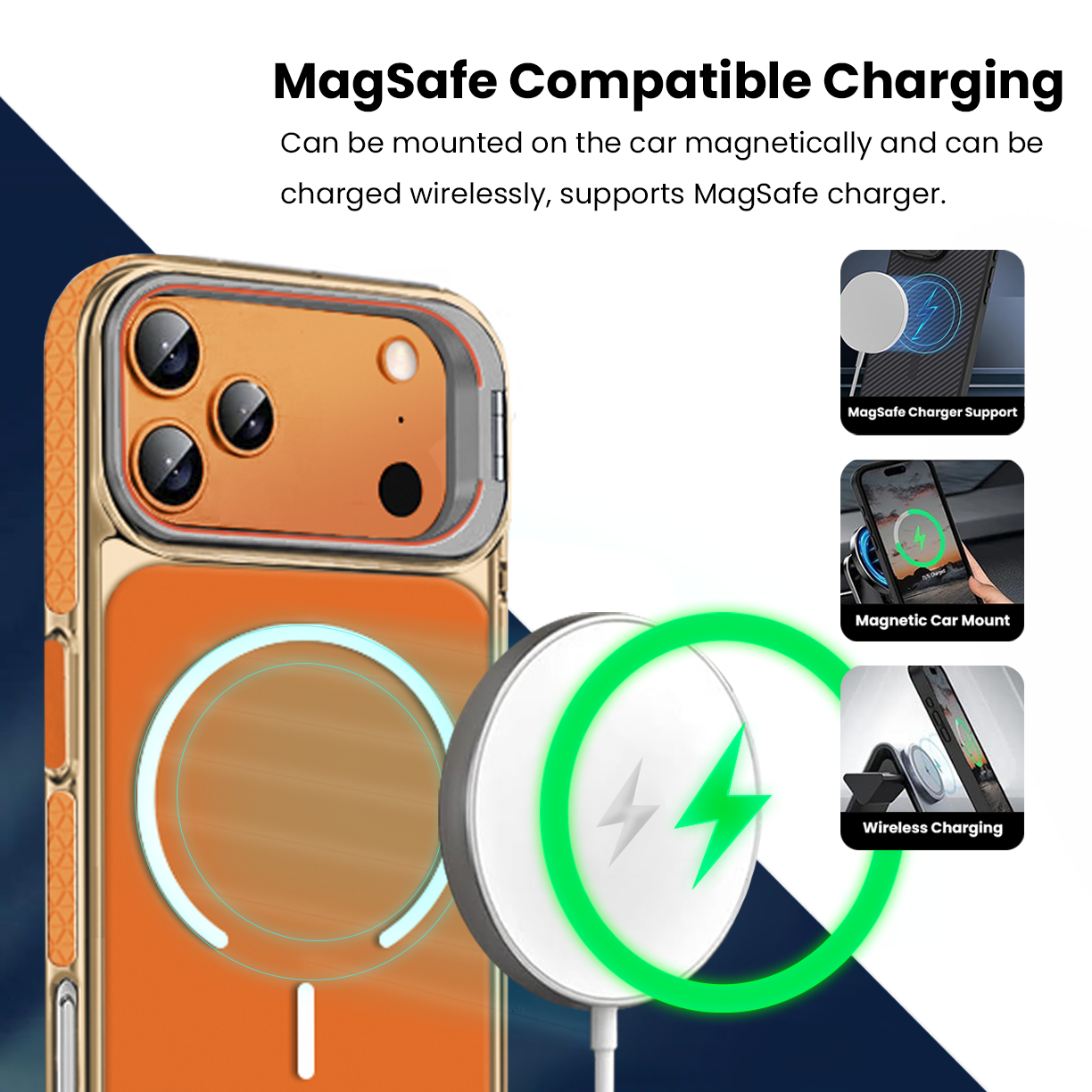 Entronix [Magnetic] Case Compatible with iPhone 17 Pro – Color Back w/ Camera Frame Stand & Rubber Edges - Entronix