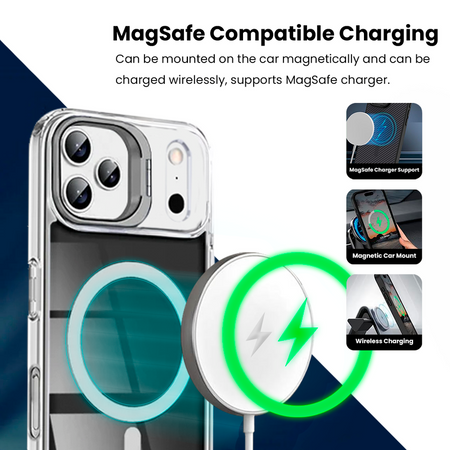 Entronix [Magnetic] Case Compatible with iPhone 17 Pro – [Glossy] Color Back with Camera Frame Stand - Entronix