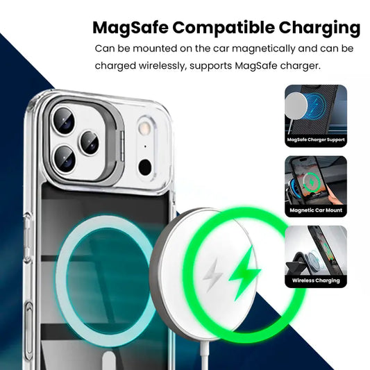 Entronix [Magnetic] Case Compatible with iPhone 17 Pro – [Glossy] Color Back with Camera Frame Stand - Entronix