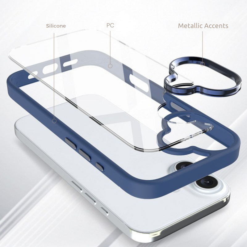 Entronix Case Compatible with iPhone 17 - [Clear Back] Impact Chrome Frame