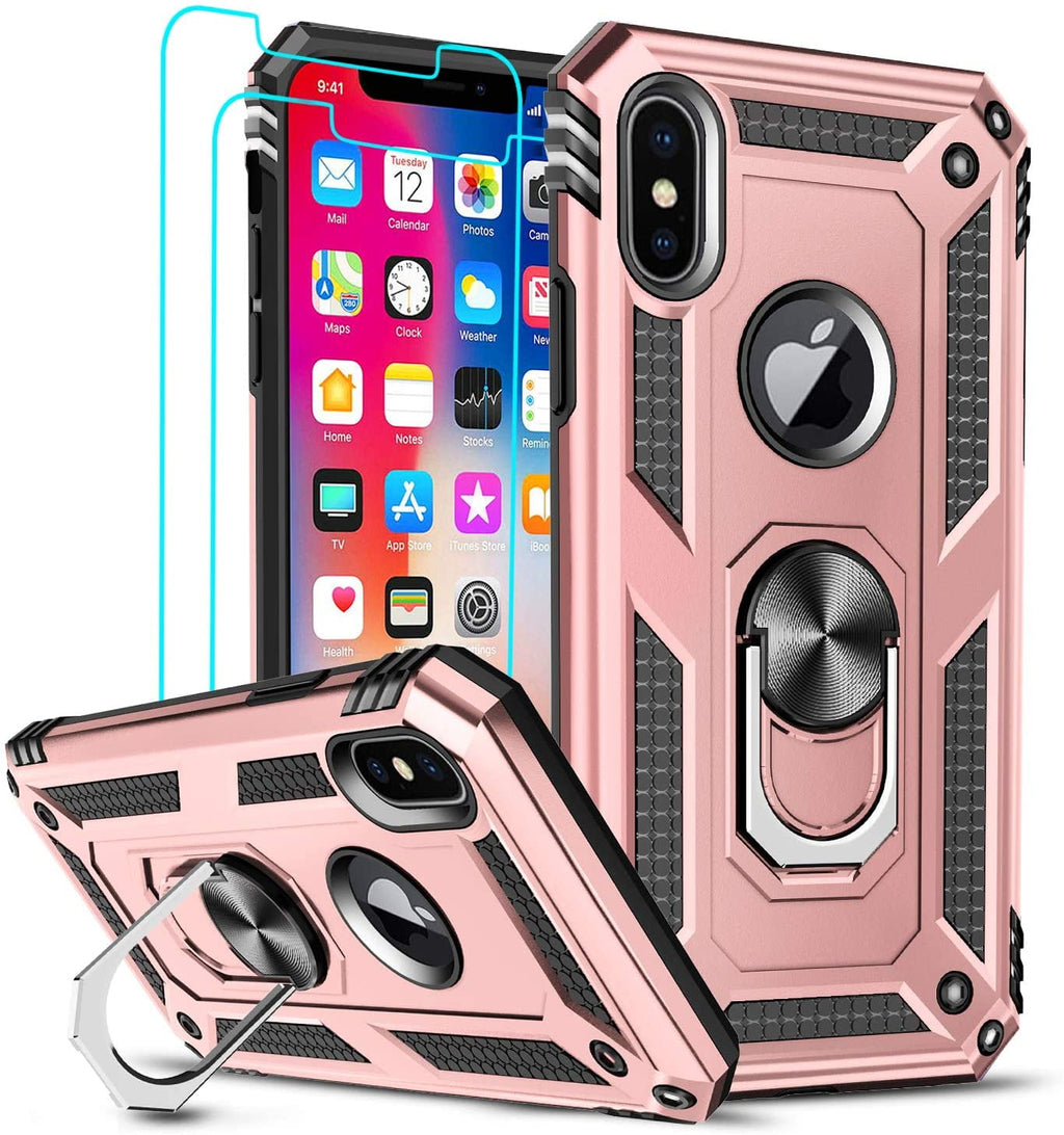 Entronix Apple iPhone X Case - Guard Ring Holder & 2 Clear Screen Protectors - Entro Retail
