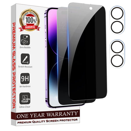Entronix 4-Pack for Apple iPhone 16, 2 Anti-Spy Privacy Tempered Glass Screen Protectors & 2 Camera Lens Protectors - Entro Retail