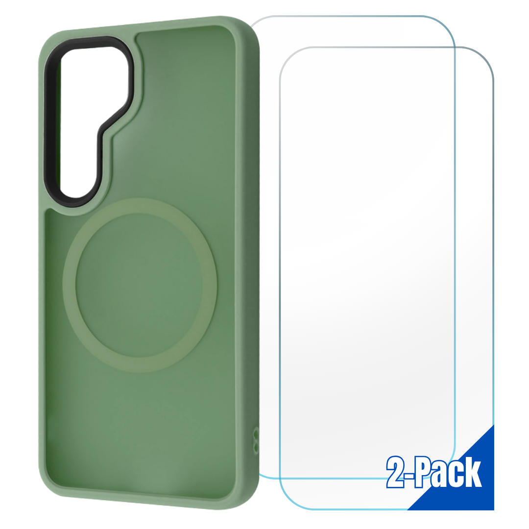 Entronix Bundle Compatible with Galaxy S24 - [Magnetic] Translucent Matte Case & 2 Clear Screen Protectors