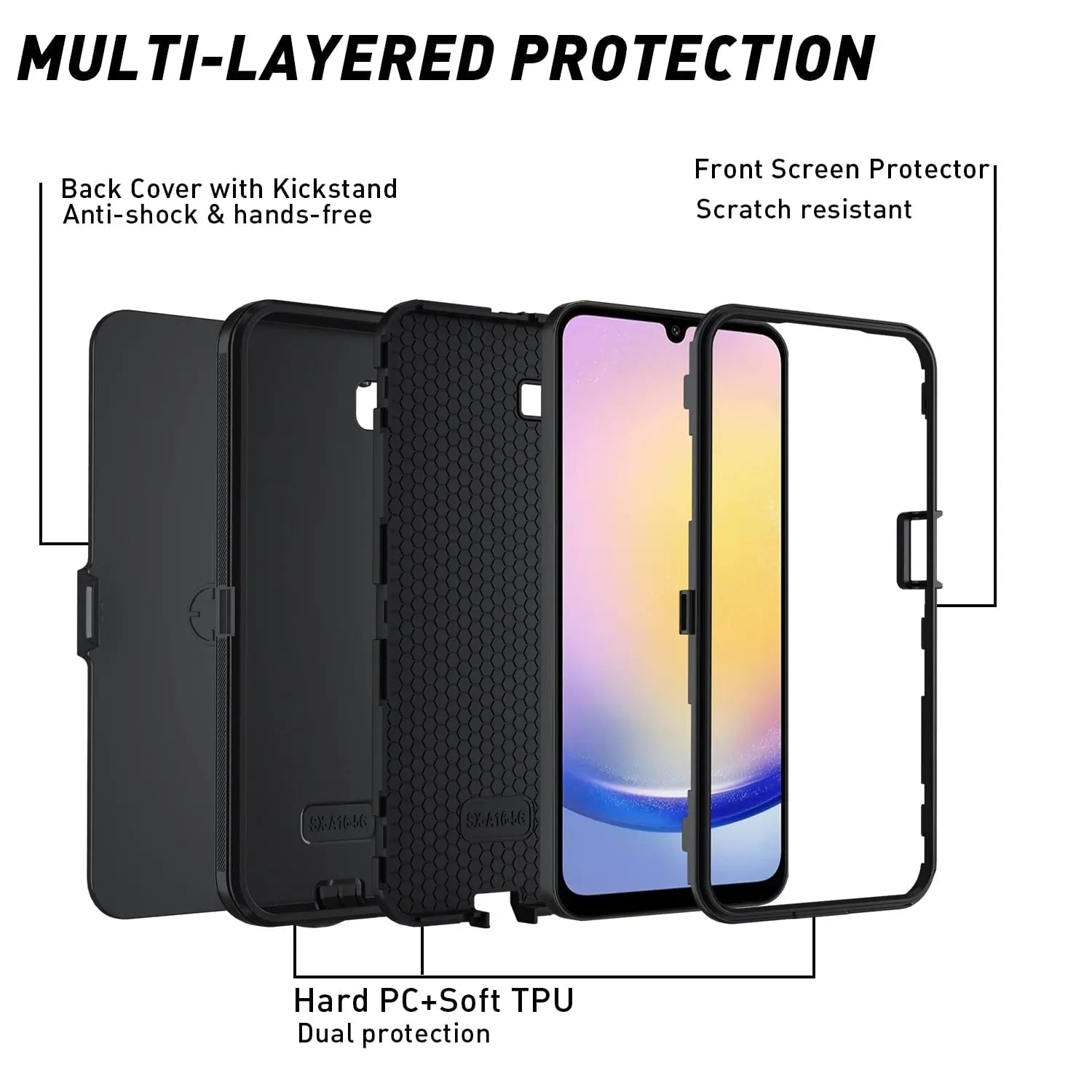 Entronix Bundle Compatible with Galaxy A16 - Heavy Duty Case & 1 Clear Screen Protector - Entronix