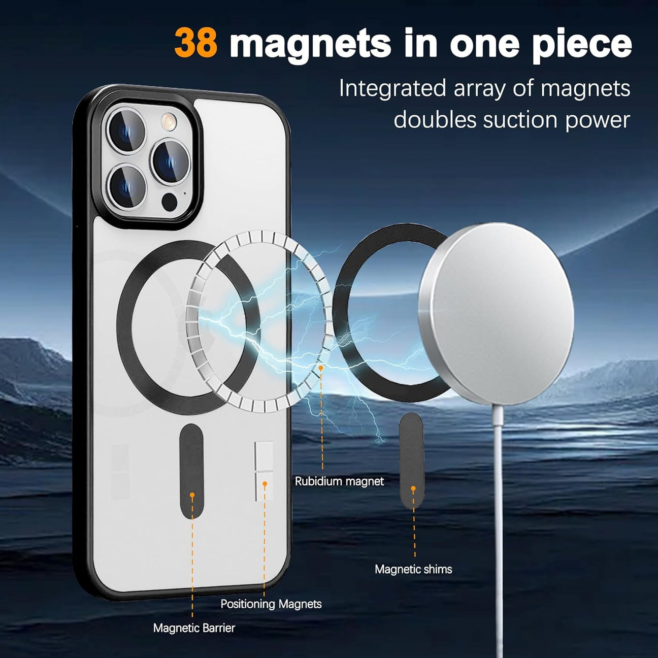 Entronix [Magnetic] Case Compatible with iPhone 17 - [Clear Back] Soft Matte Frame