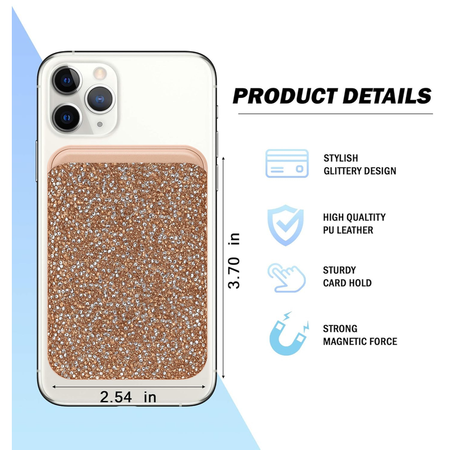 Entronix Rhinestone Magnetic Wallet Attachment for MagSafe & Magnetic Phone Cases – Glitter Card Holder Accessory - Entronix