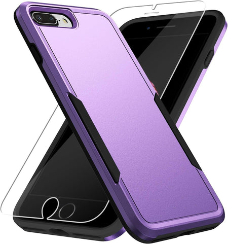 Entronix Heavy Duty Case for Apple iPhone 8 Plus,7 Plus with 1Pc Tempered Glass Screen Protector, Shockproof Dropproof Anti-Scratch Cover - Entro Retail