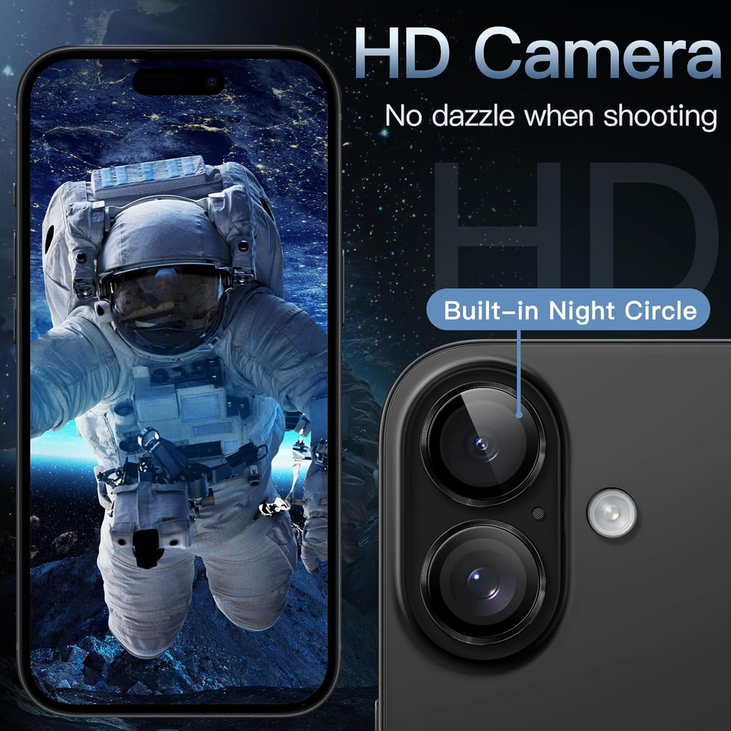 Entronix Camera Lens Protector Compatible with iPhone 16/16 Plus - Luxury Metal