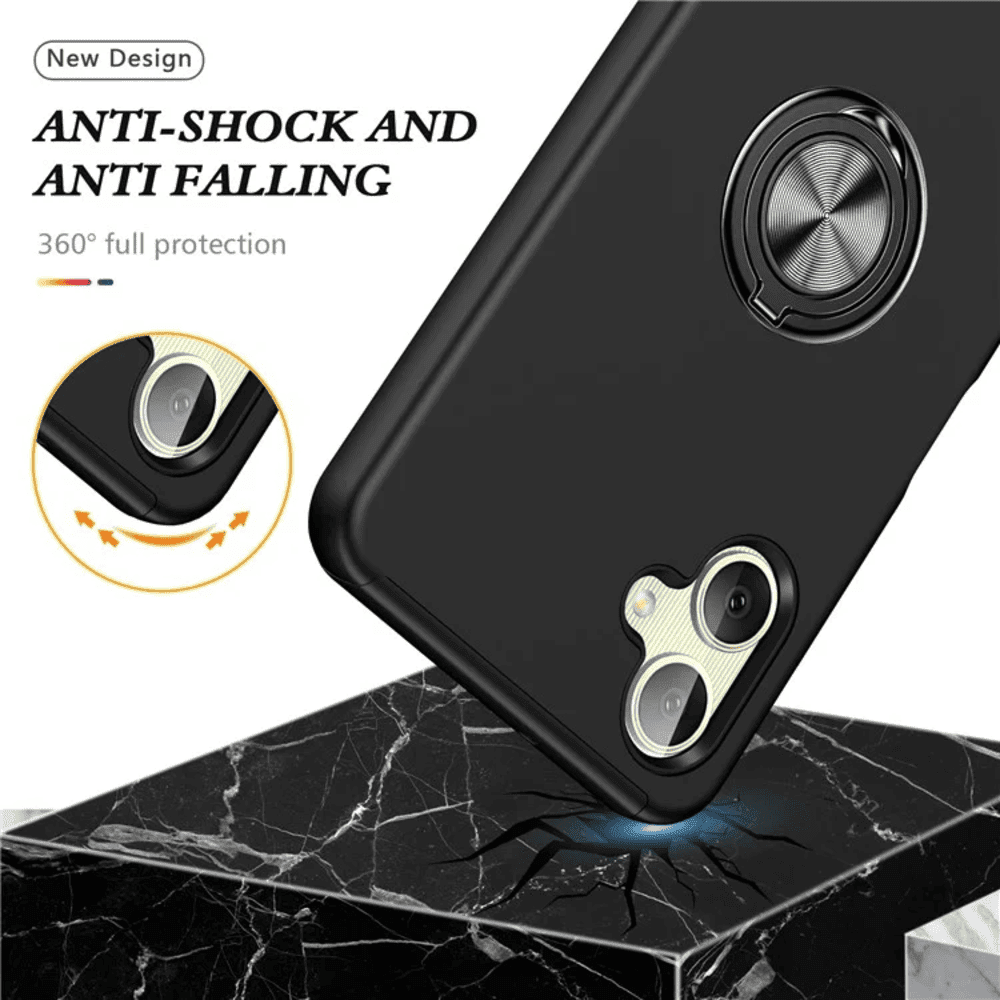 Entronix Bundle Compatible with Galaxy A06 - 360º Circular Ring Gripstand Case & 2 Clear Screen Protectors