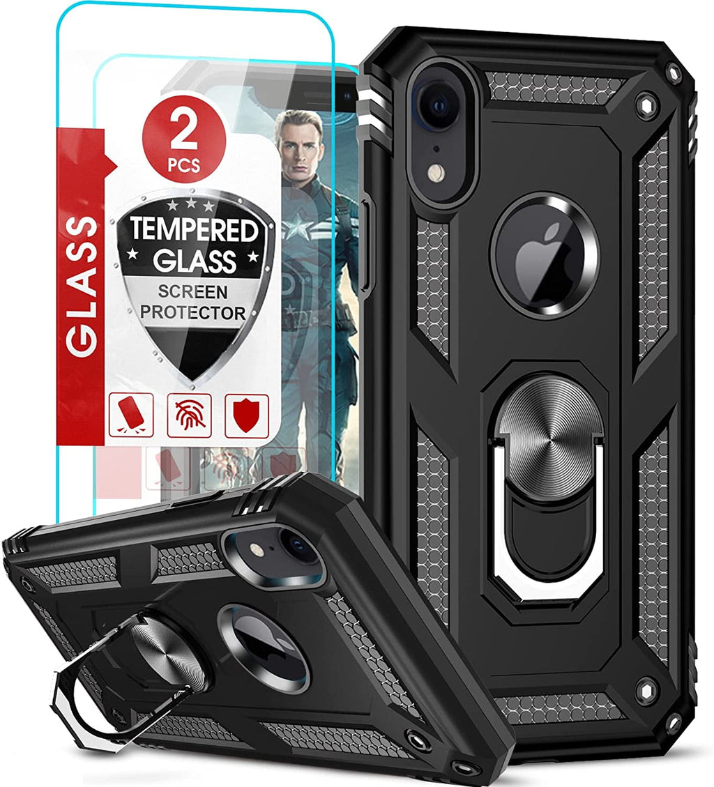 Entronix Apple iPhone XR Case - Guard Ring Holder & 2 Clear Screen Protectors - Entro Retail