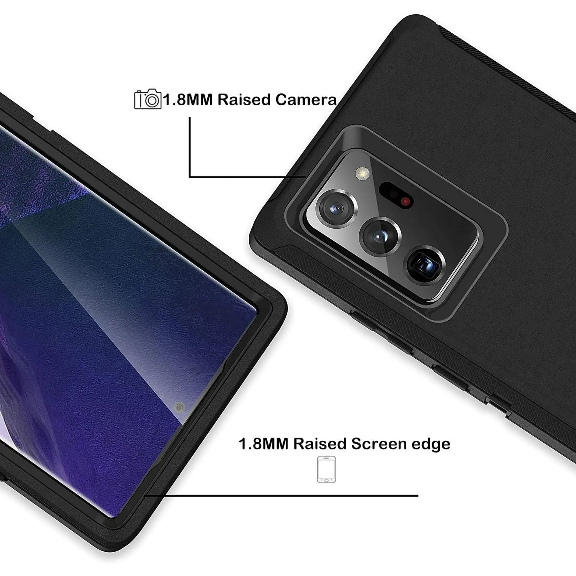Entronix Bundle Compatible with Galaxy Note 20 Ultra - Heavy Duty Case, 1 Clear Screen Protector & 1 Camera Lens Protector - Entronix