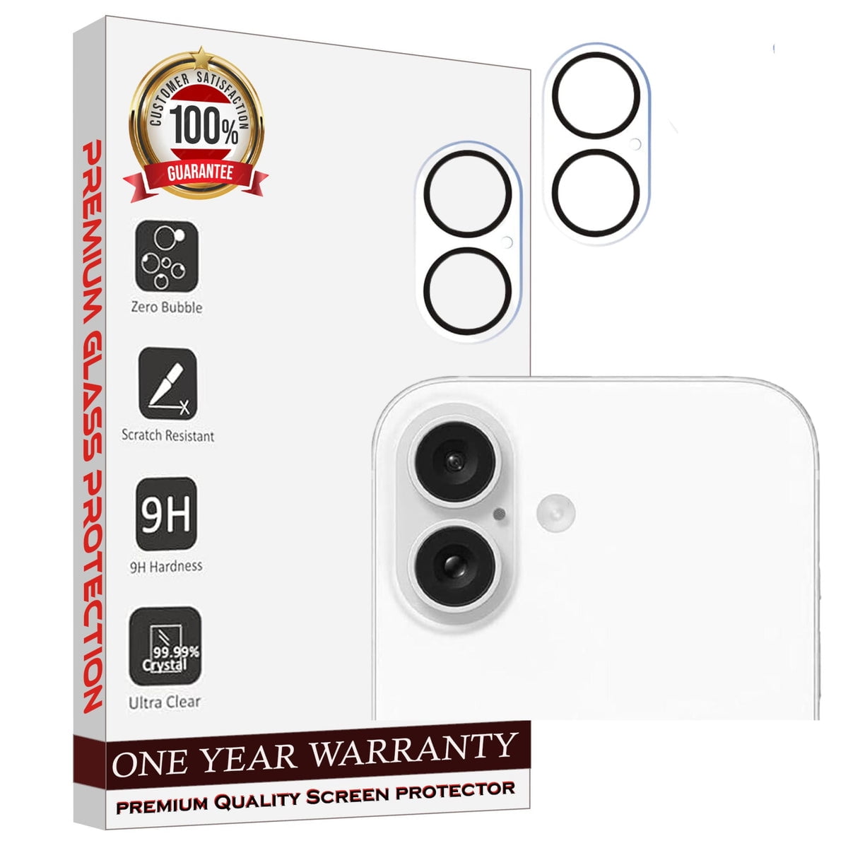 Entronix Clear Camera Lens Protector Compatible with iPhone 16 Plus - 2-Piece Combo