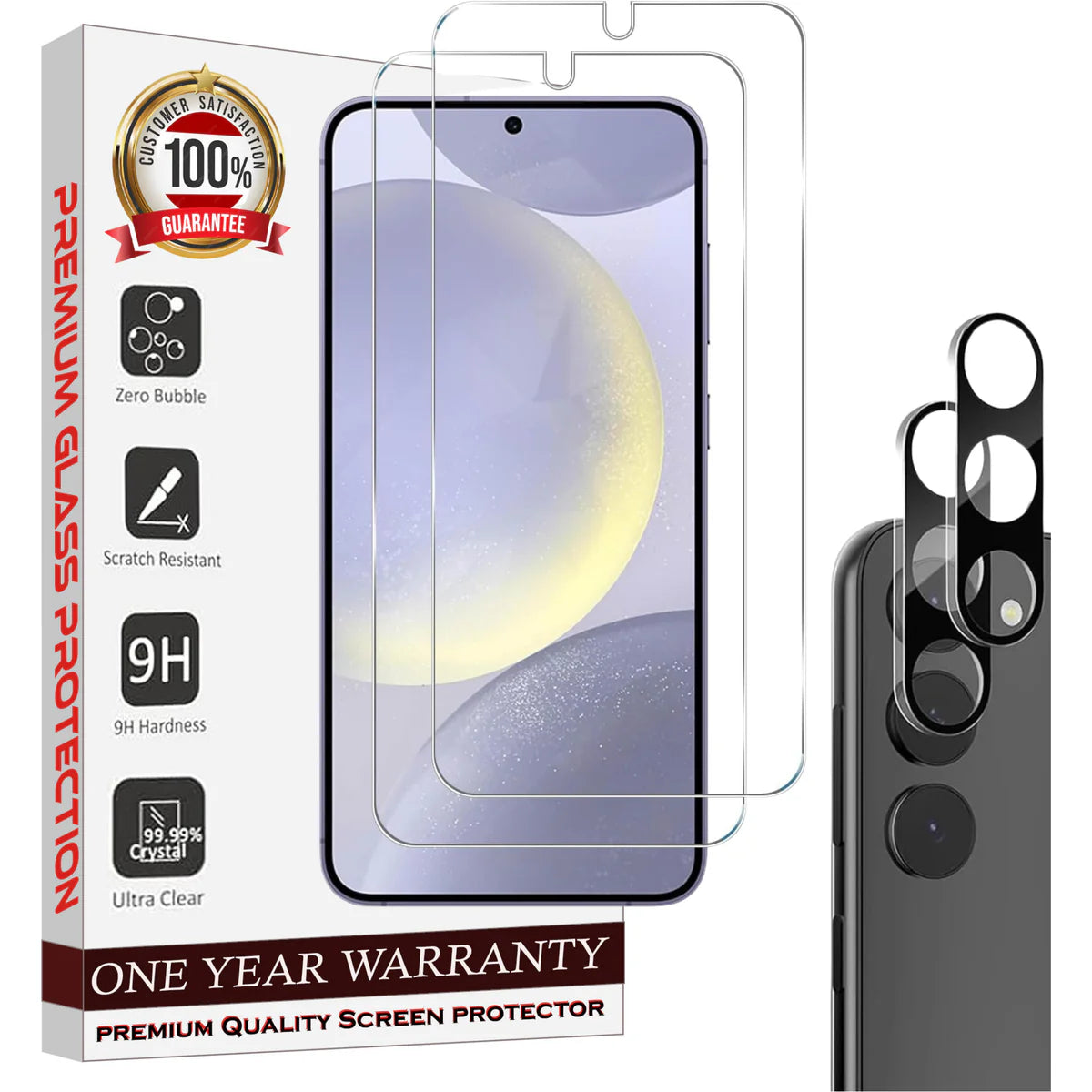 Entronix Samsung Galaxy S25 Clear Screen Protector & Camera Lens Protector - 4 Piece Combo - Entronix