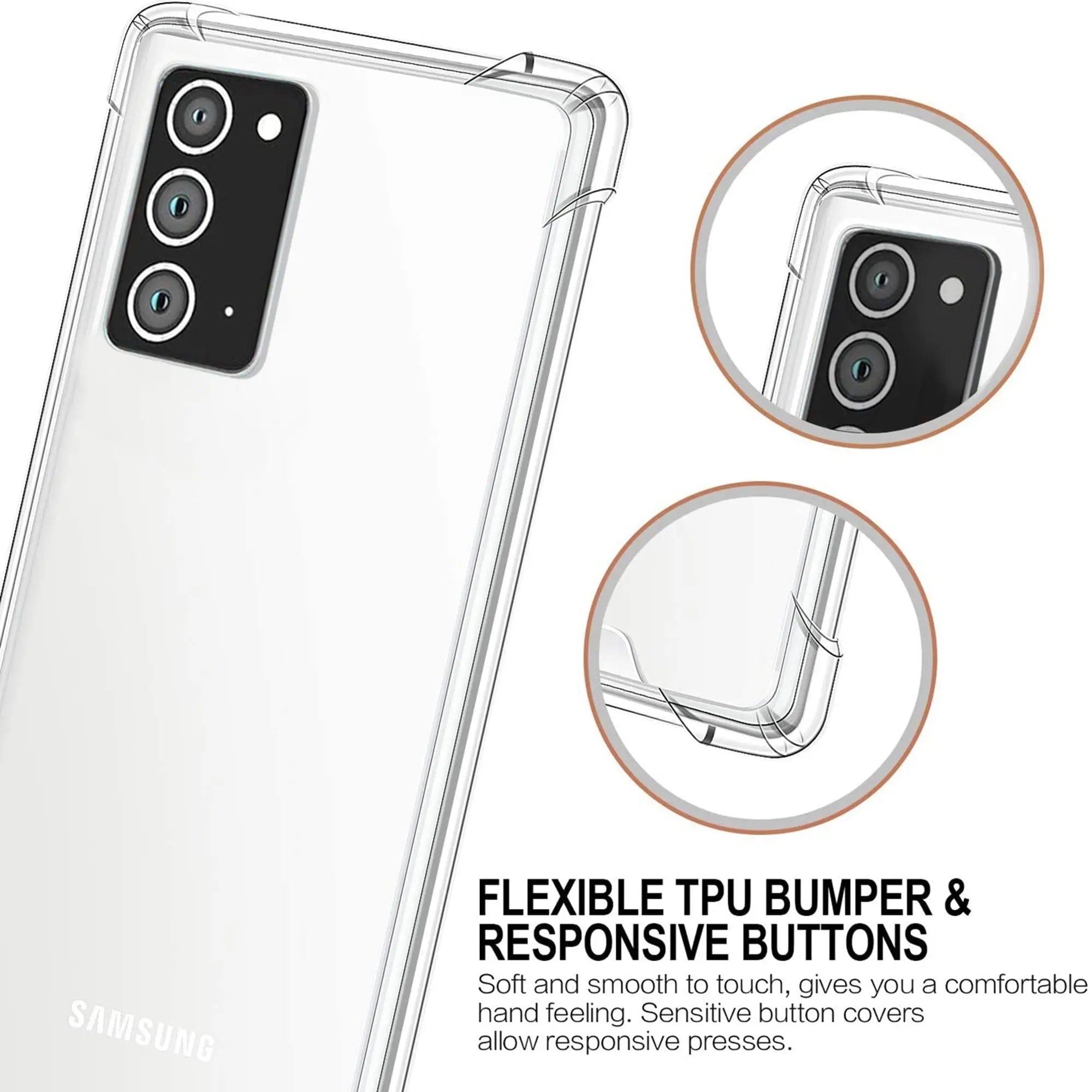 Entronix Bundle Compatible with Galaxy Note 20 - Clear Case, 1 Clear Screen Protector & 1 Camera Lens Protector - Entronix