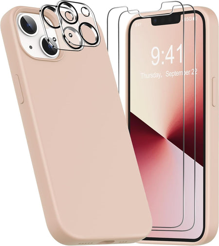 Entronix Case Silicone Case Designed for Apple iPhone 15 Liquid Silicone Case, 5 in 1 Bundle Case with 2 Clear Tempered Glass and 2 Camera Lens - Entro Retail