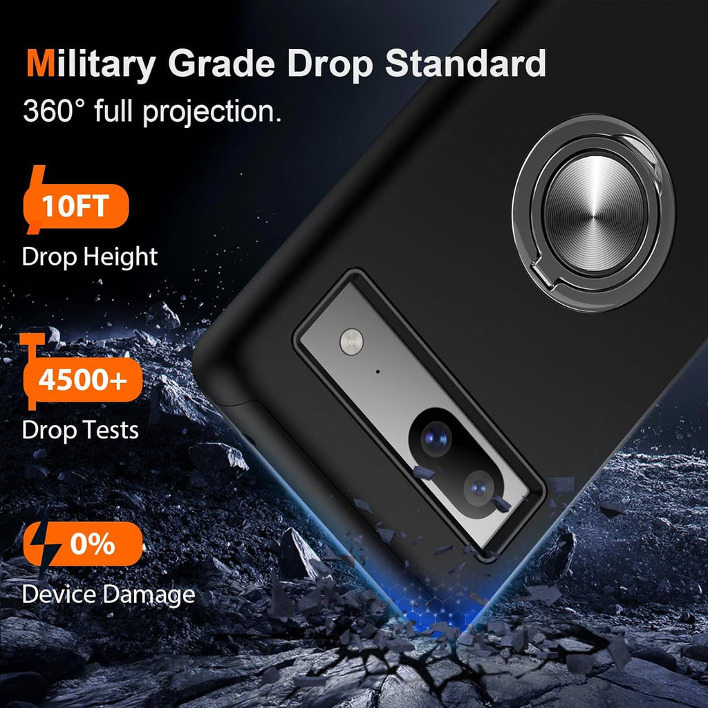 Entronix Bundle Compatible with Pixel 7 Pro - 360º Circular Ring Gripstand Case & 1 Clear Screen Protector