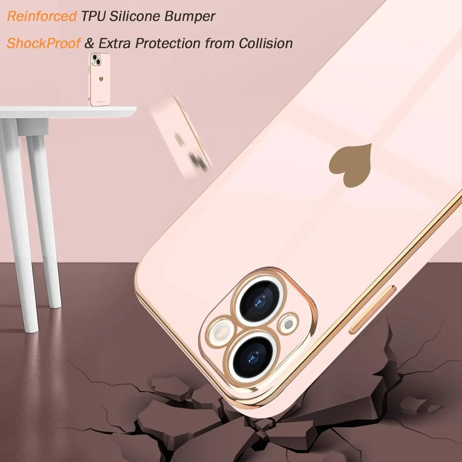 Entronix Bundle Compatible with iPhone 14 - [Flexible] Glossy Heart Case & 2 Clear Screen Protectors - Entronix