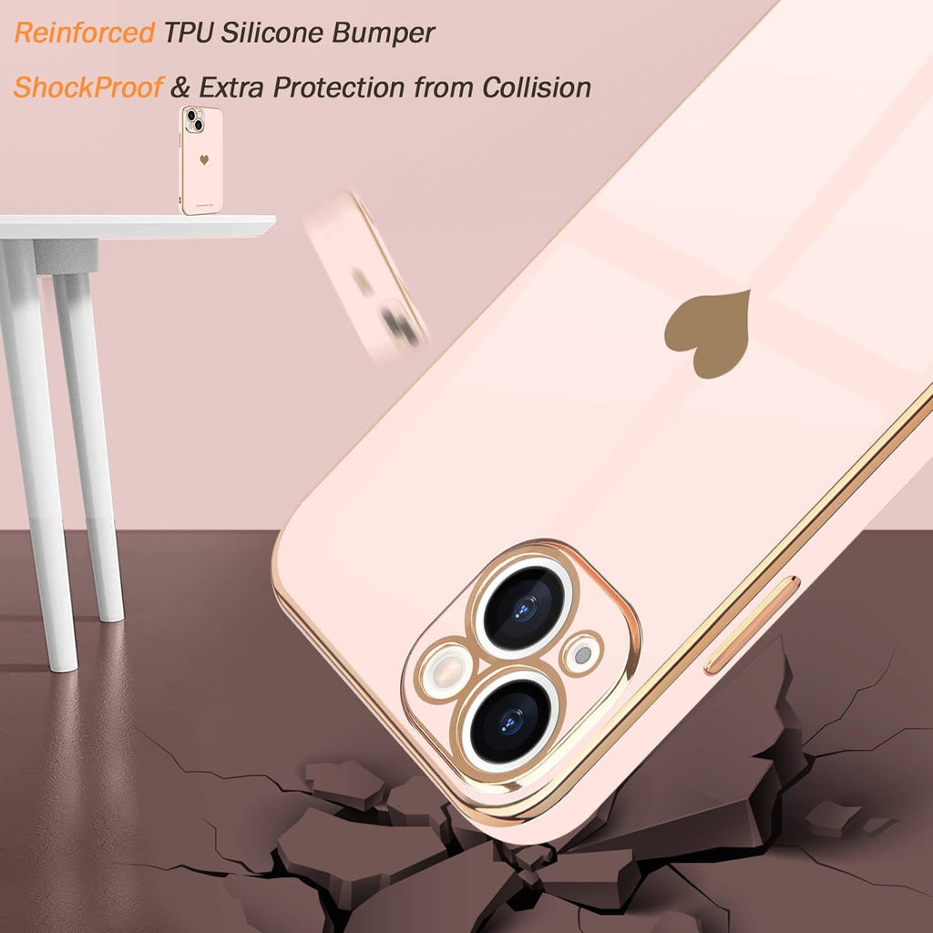 Entronix Bundle Compatible with iPhone 14 - [Flexible] Glossy Heart Case & 2 Clear Screen Protectors