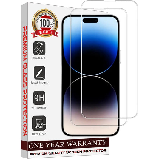 Entronix Case Screen Protector Designed for Apple iPhone 15 Pro Max Clear Built with Anti Scratch, Bubble Free Easy Install, Glass 2 PACK - Entro Retail