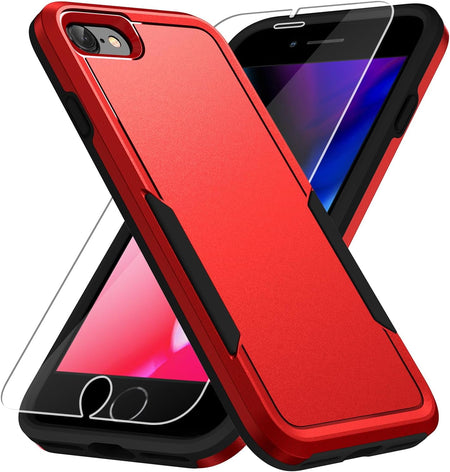 Entronix Heavy Duty Case Designed for Apple iPhone SE,8,7 with 1Pc Tempered Glass Screen Protector, Shockproof Dropproof Anti-Scratch Cover - Entro Retail