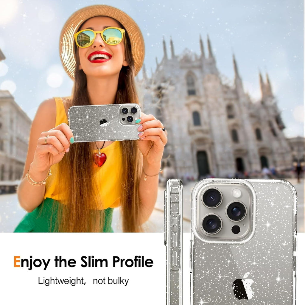 Entronix Case Compatible with iPhone 16 Pro Max - [Hard Back] Glitter Clear