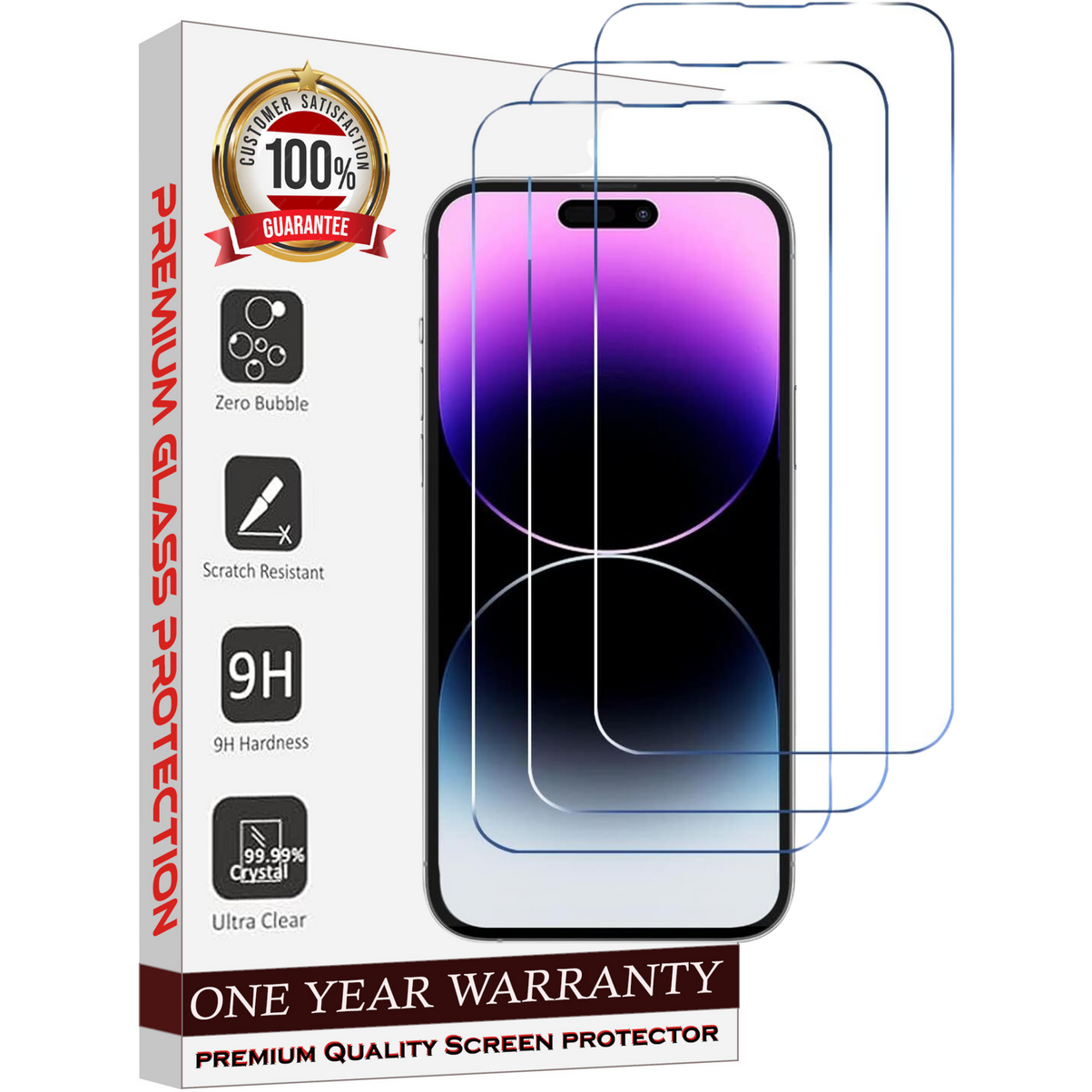 Entronix Case Screen Protector Designed for Apple iPhone 15 Pro Max Clear Built with Anti Scratch, Bubble Free Easy Install, Glass 3 PACK - Entro Retail