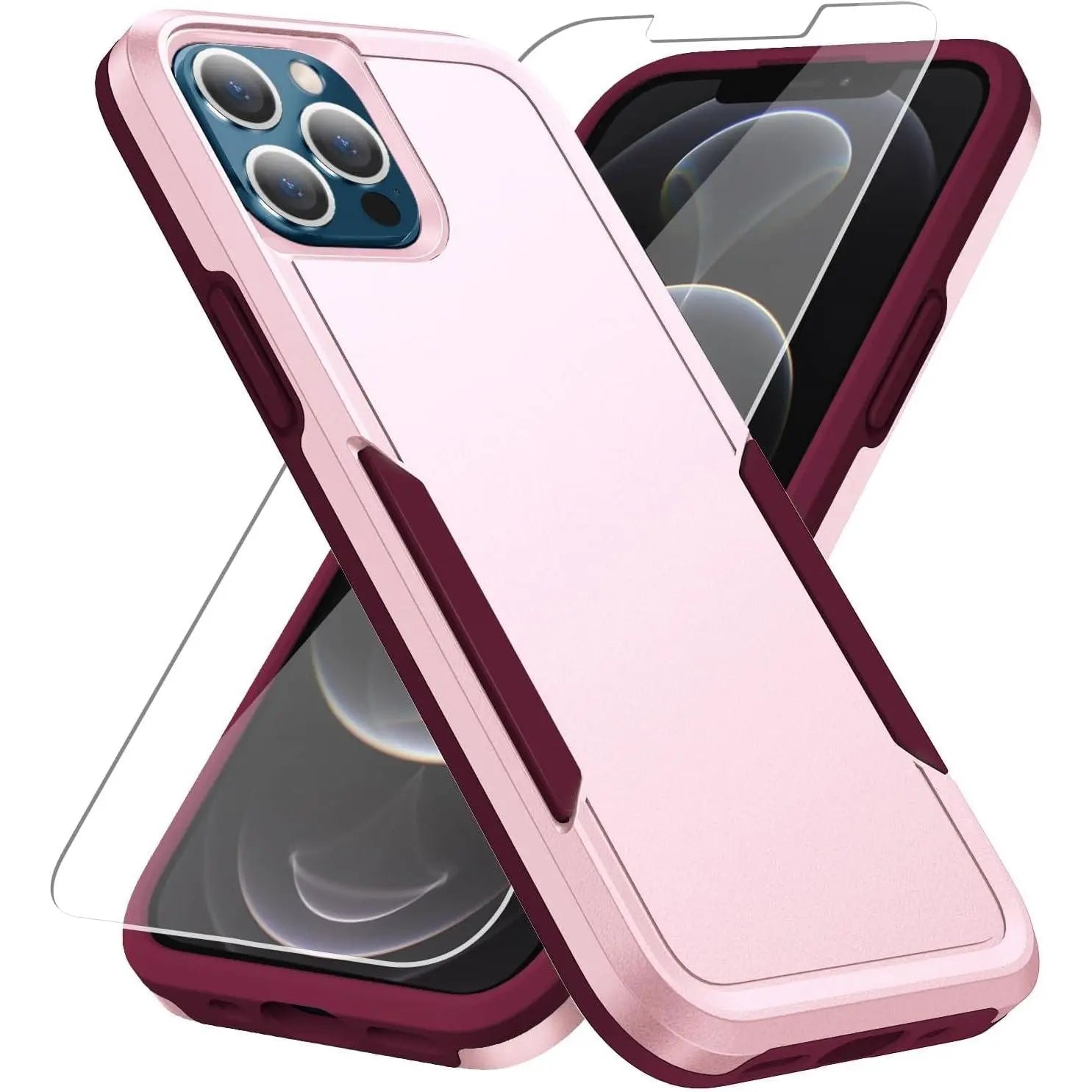Entronix Heavy Duty Case Designed for Apple iPhone 14 Pro Max with 1Pc Tempered Glass Screen Protector, Shockproof Dropproof Anti-Scratch Cover - Entro Retail