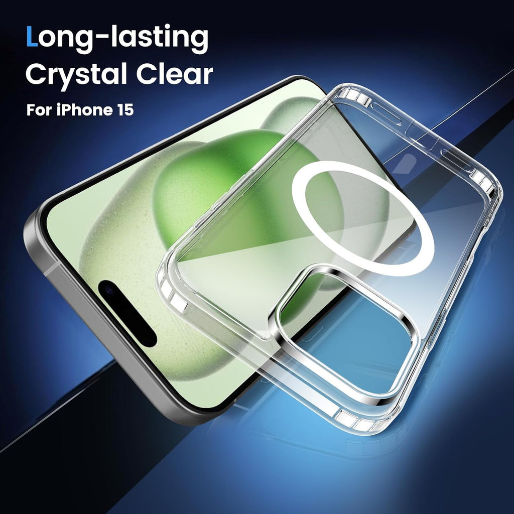 Entronix [Magnetic] Case Compatible with iPhone 13 - [Hard Back] Slim Clear