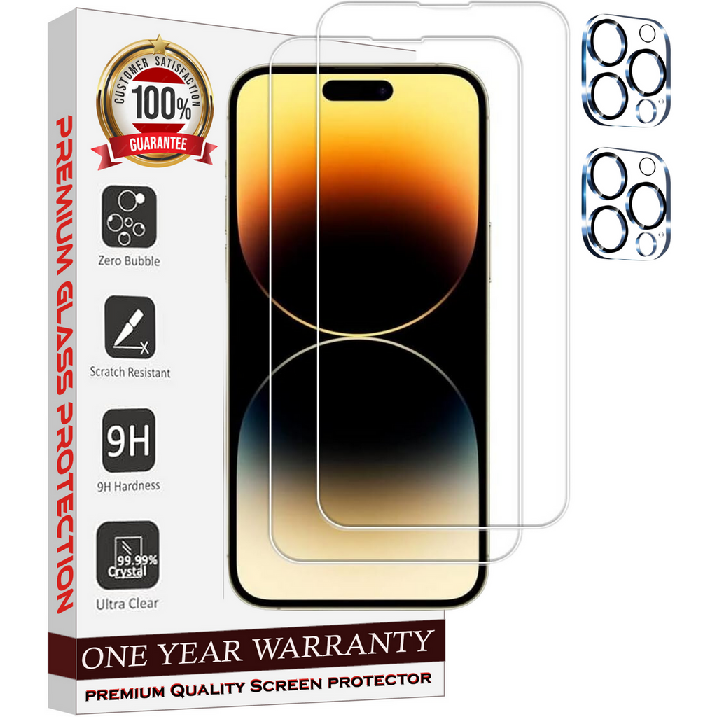 Entronix Case Screen Protector Bundle with Camera Cover for Apple iPhone 15 Pro Max Clear Built Anti Scratch, Bubble Free Easy Install,2 PACK - Entro Retail