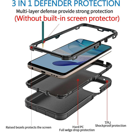 Entronix Case Compatible with Moto G Play 2024 - Triple-Layer Heavy Duty Protection - Entronix