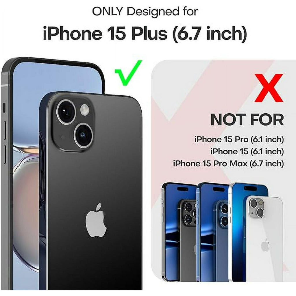 Entronix Bundle Compatible with iPhone 15 Plus - [Flexible] Glossy Heart Case & 2 Clear Screen Protectors