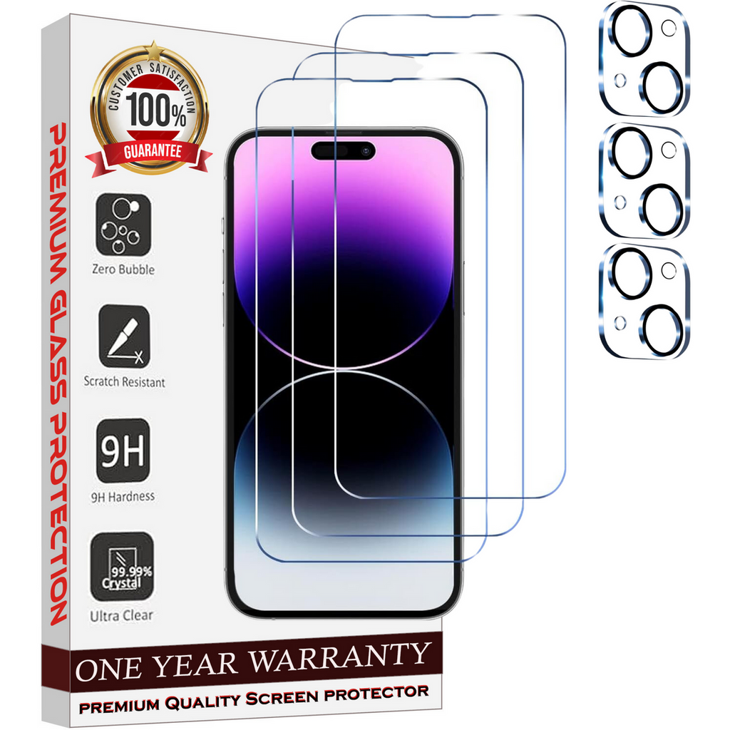 Entronix Case Screen Protector Bundle with Camera Cover Designed for Apple iPhone 15 Clear Built Anti Scratch, Bubble Free Easy Install, 3 PACK - Entro Retail