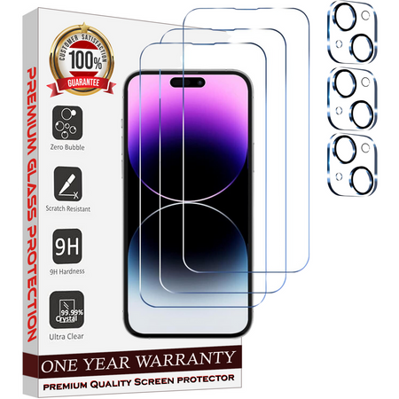 Entronix Case Screen Protector Bundle with Camera Cover Designed for Apple iPhone 15 Clear Built Anti Scratch, Bubble Free Easy Install, 3 PACK - Entro Retail