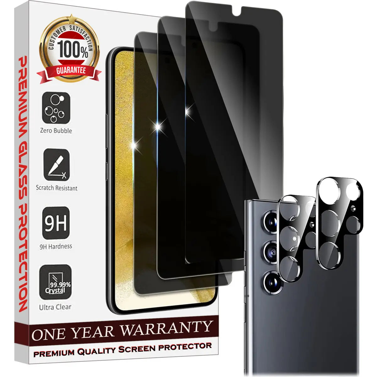 Entronix Case Privacy Screen Protector for Samsung Galaxy S24 Ultra with Camera Lens [3+2], Anti-Spy Tempered Film - Entro Retail