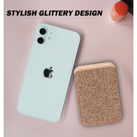 Entronix Rhinestone Magnetic Wallet Attachment for MagSafe & Magnetic Phone Cases – Glitter Card Holder Accessory - Entronix