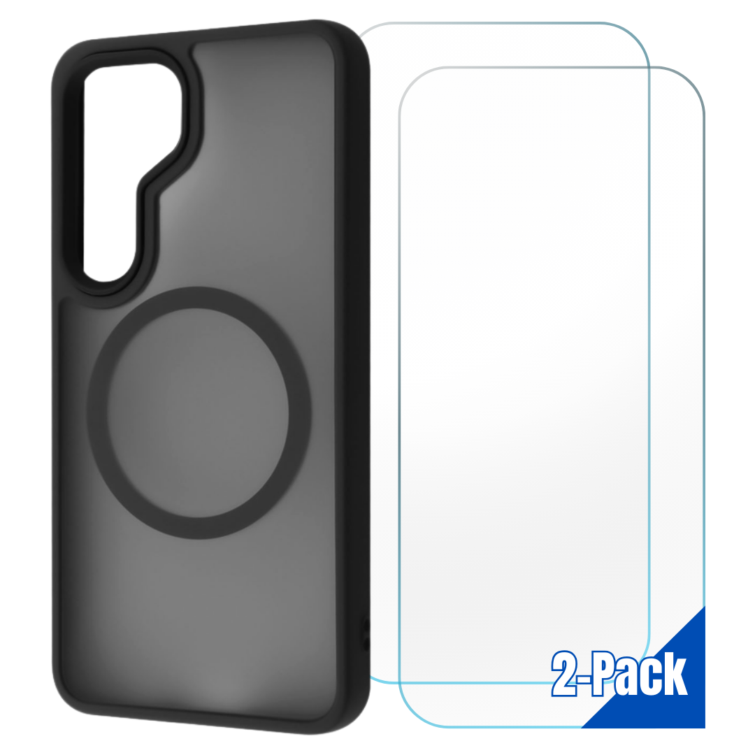 Entronix Bundle Compatible with Galaxy S24 - [Magnetic] Translucent Matte Case & 2 Clear Screen Protectors