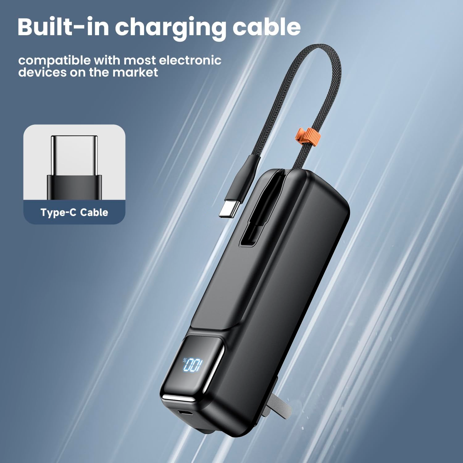 Entronix Mini Power Bank - 5000 mAh USB-C/iPhone/Android