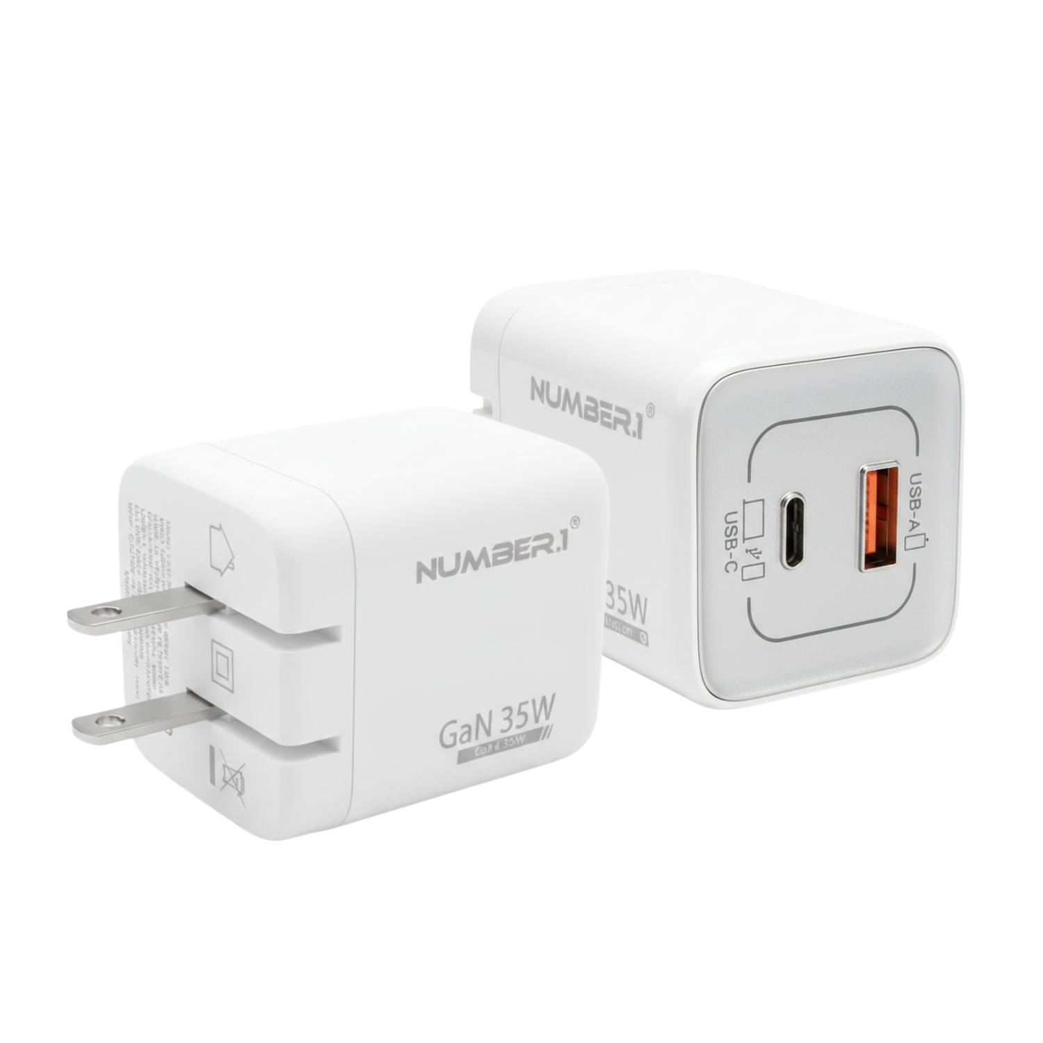 Entronix 35W Dual USB Wall Charger with USB-C - 2-Pack for iPhone, Android, and Tablets
