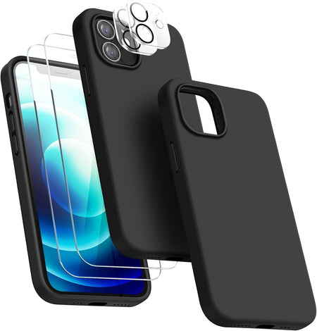 Entronix Silicone Case Designed for Apple iPhone 11 Liquid Silicone Case, 5 in 1 Bundle with 2 Clear Tempered Glass and 2 Camera Lens Shockproof Case - Entro Retail