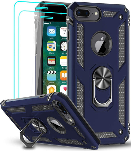 Entronix Apple iPhone 8 Plus/7 Plus Case - Guard Ring Holder & 2 Clear Screen Protectors - Entro Retail