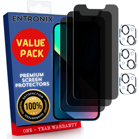 Entronix Case Screen Protector Bundle with Camera Cover Designed for Apple iPhone 14 Plus Privacy 9H Hardness,Bubble Free Easy Install, 3 PACK - Entro Retail