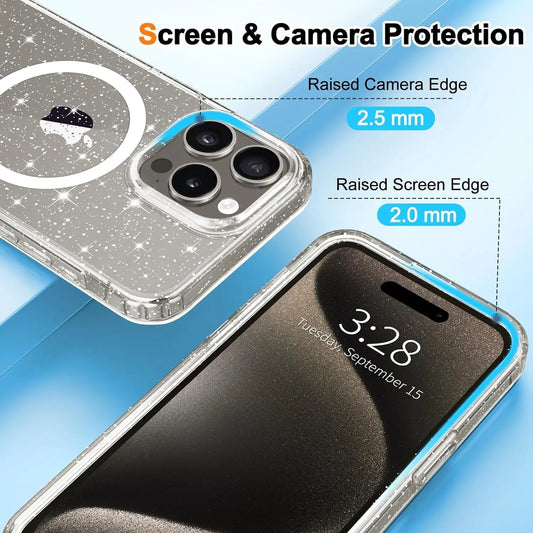 Entronix Apple iPhone 16 [Magnetic-Compatible] Crystal Clear Case - Glitter - Entronix